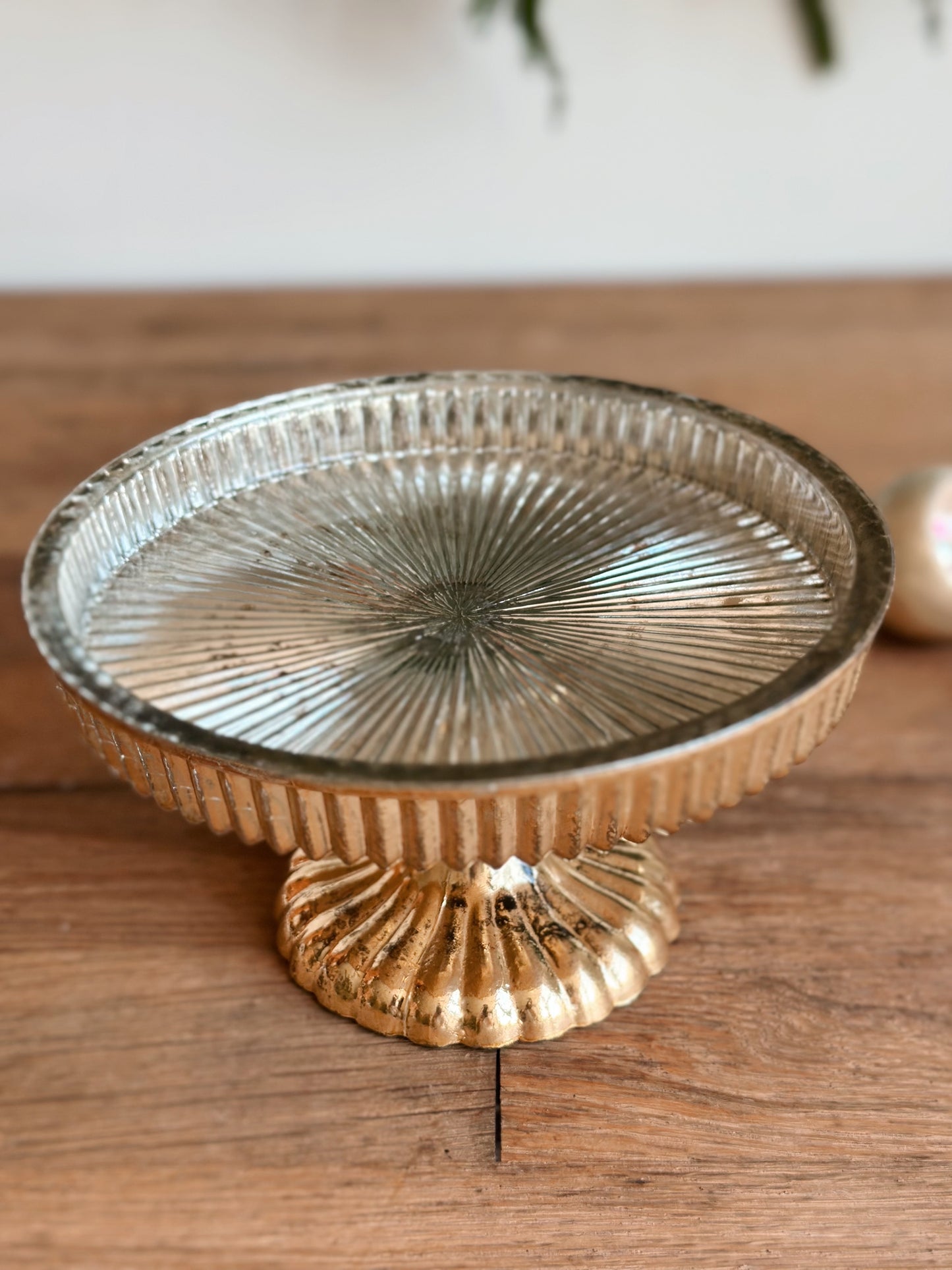 Antiqued Glass Cake/Candle Stand