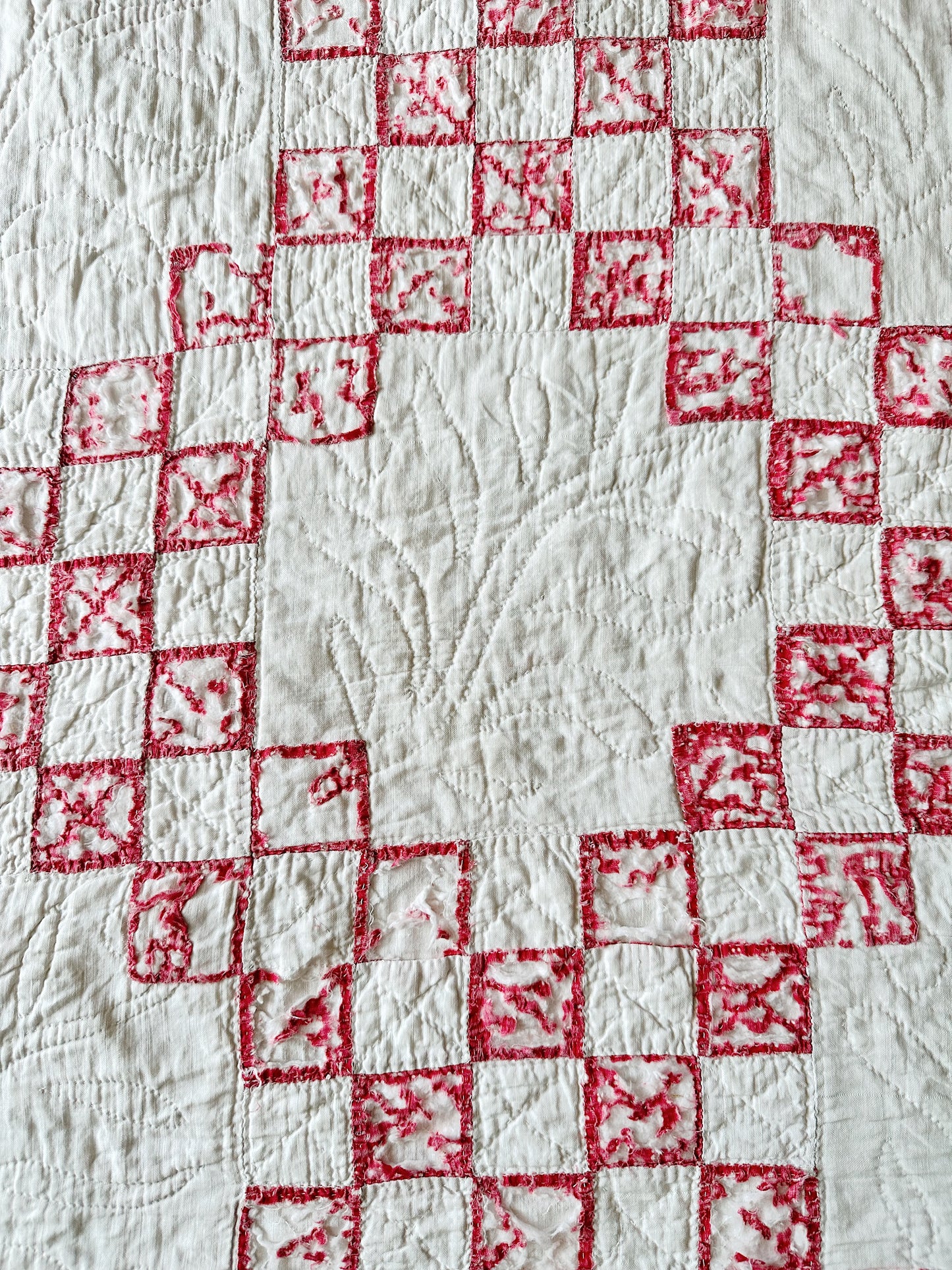 Vintage Hand Stitched Irish Chain Cutter Quilt