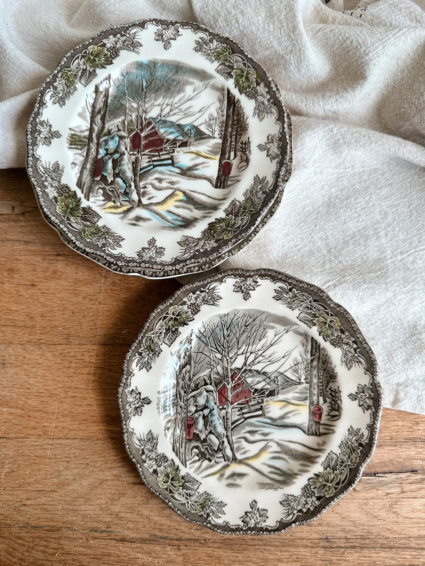 Pair of Johnson Brothers Transferware Dessert Plates