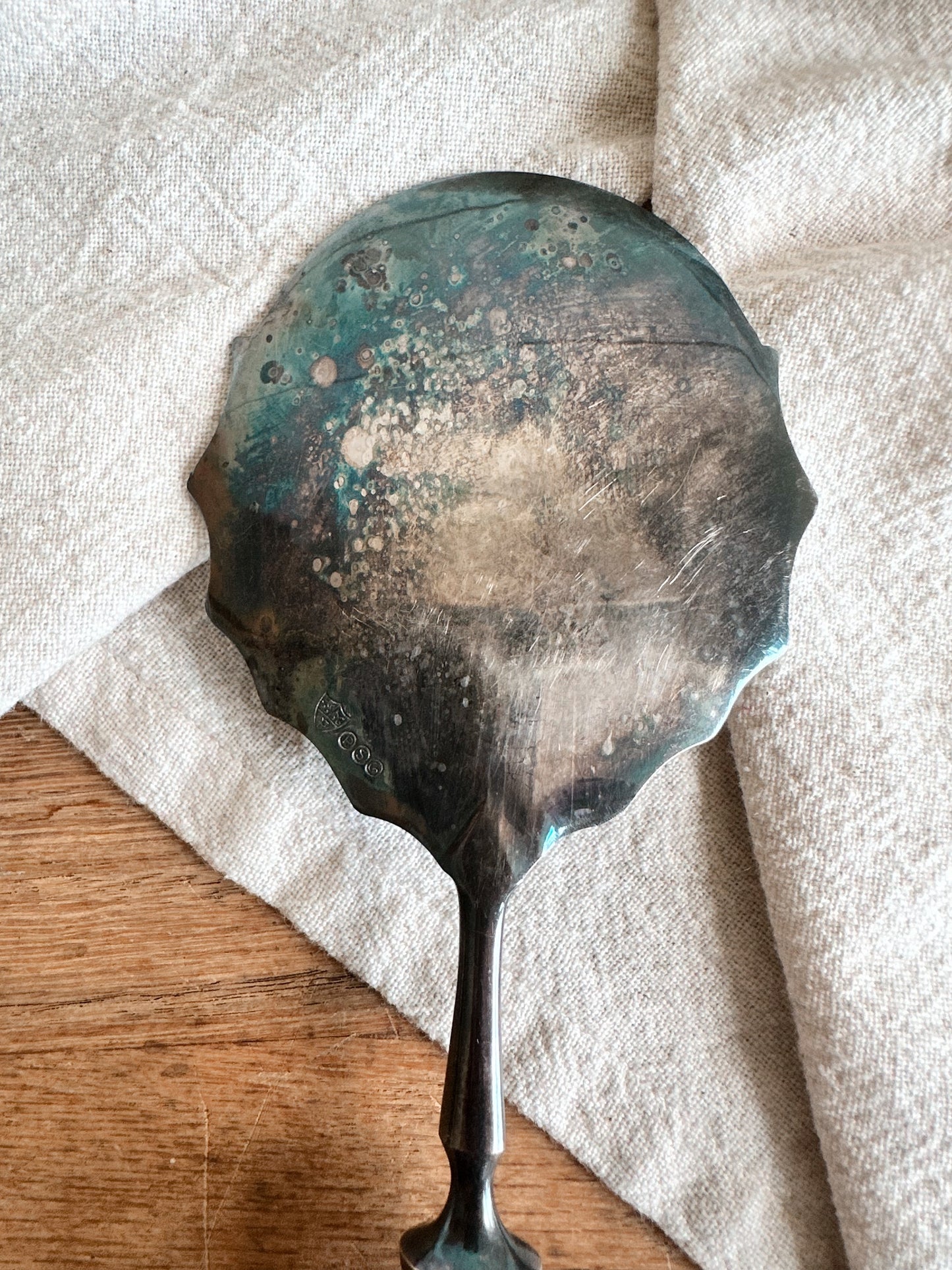 Vintage Prill Silver Co. Cranberry Server, Blue Onion Pattern