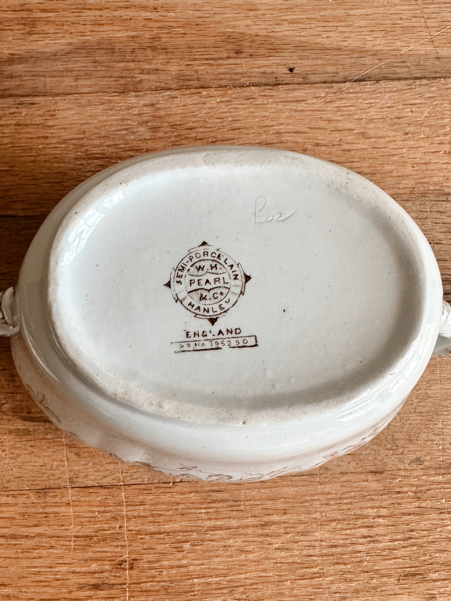 Antique WH Pearl & Co Ironstone Sugar Bowl