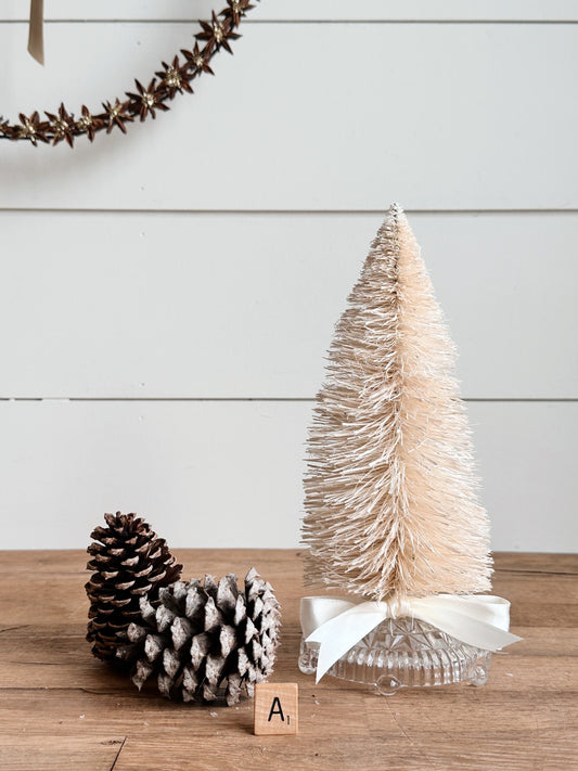 Vintage Glass Bottom Bottlebrush Tree