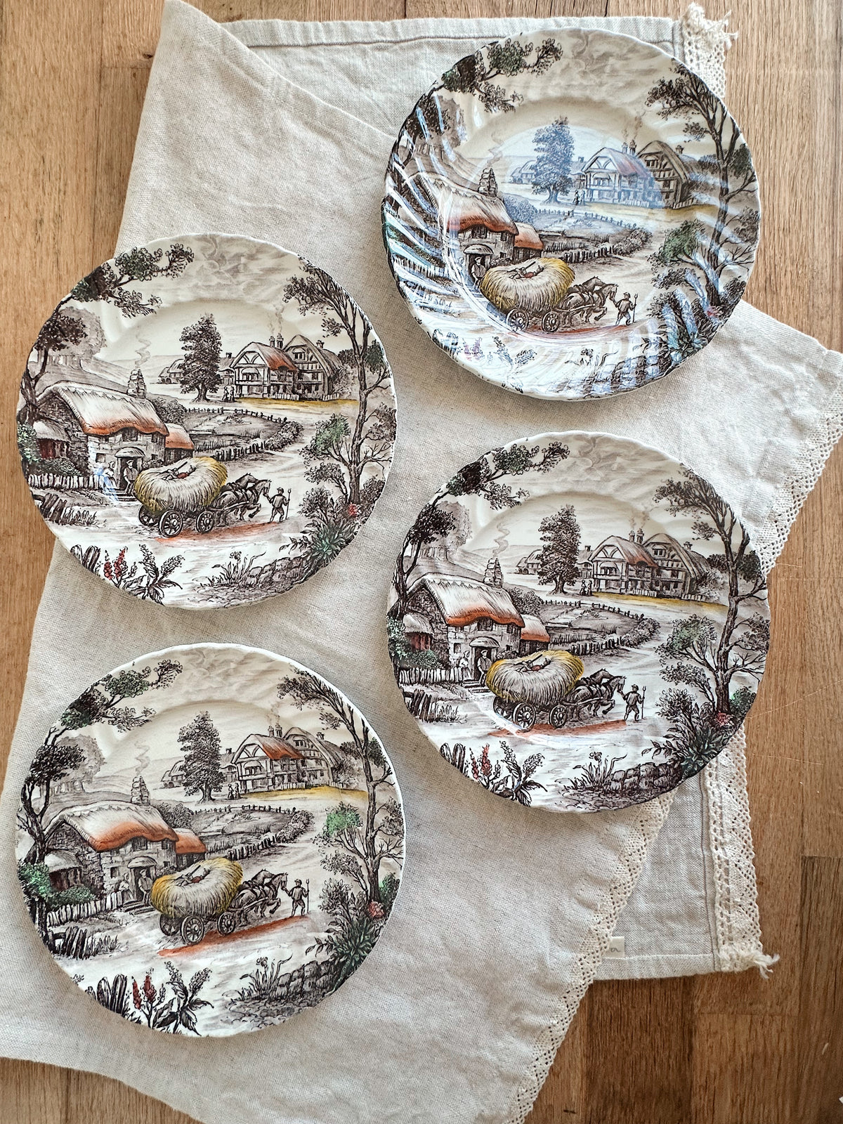 Collection of Four Ridgway Staffordshire Transferware Dessert Plates