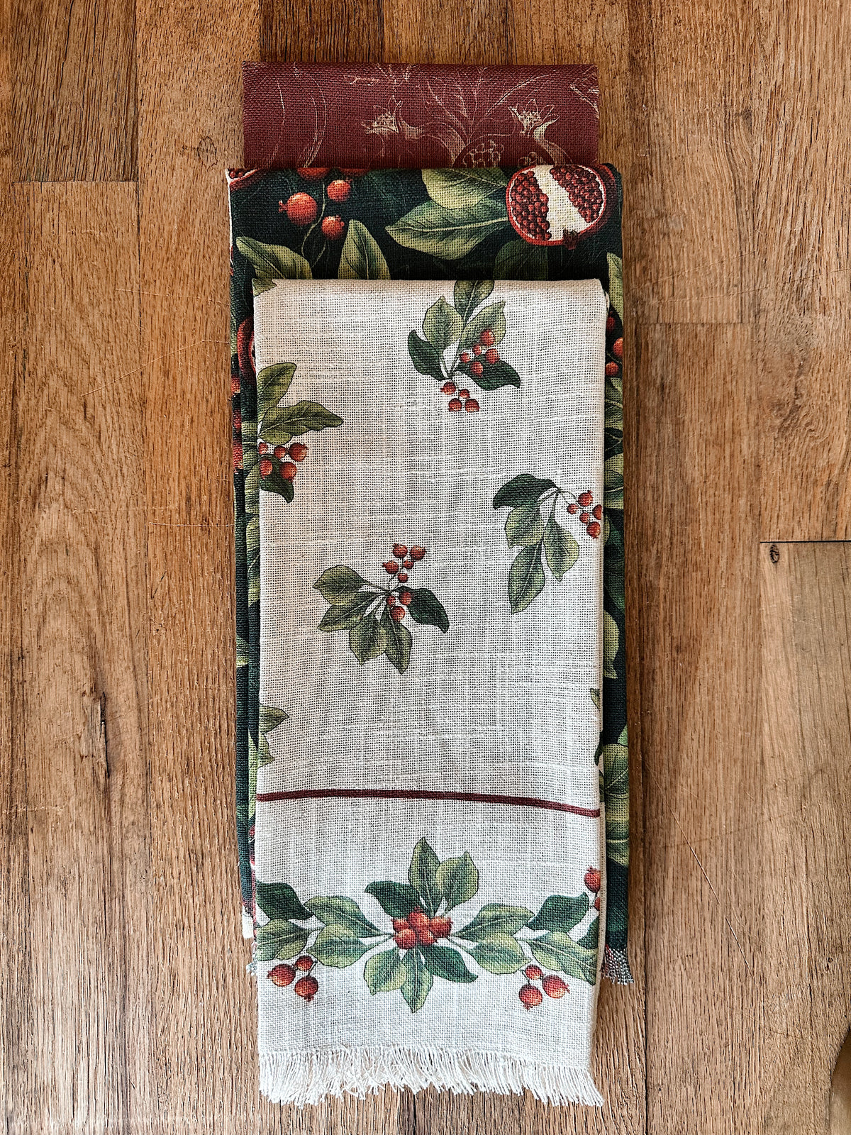 Pomegranate & Holly Tea Towels
