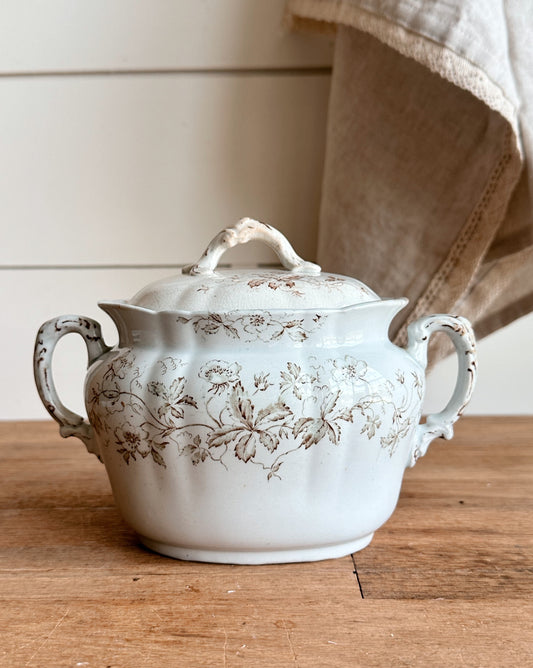 Antique WH Pearl & Co Ironstone Sugar Bowl