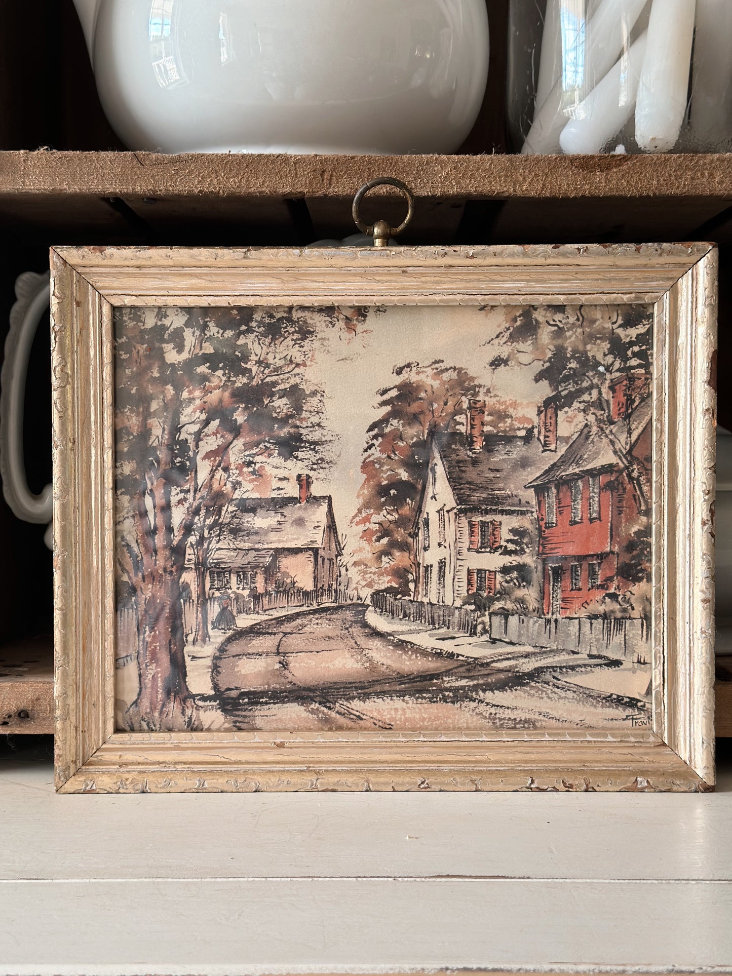 Vintage Framed Cottage Town