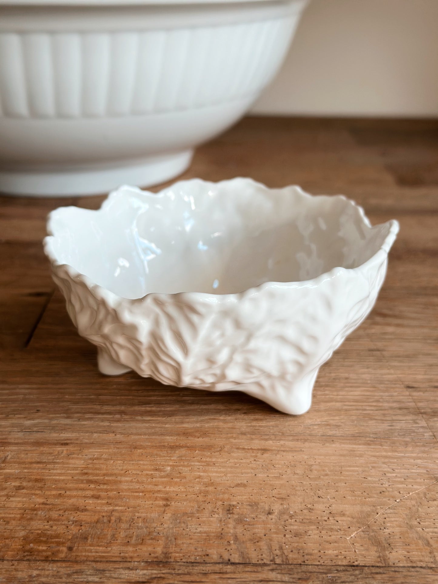 Vintage English Coalport Cabbage Ware Footed Dish