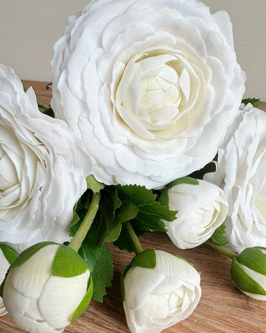 18” White Real Touch Ranunculus Bundle  (buy one & save $5 on each additional bundle)