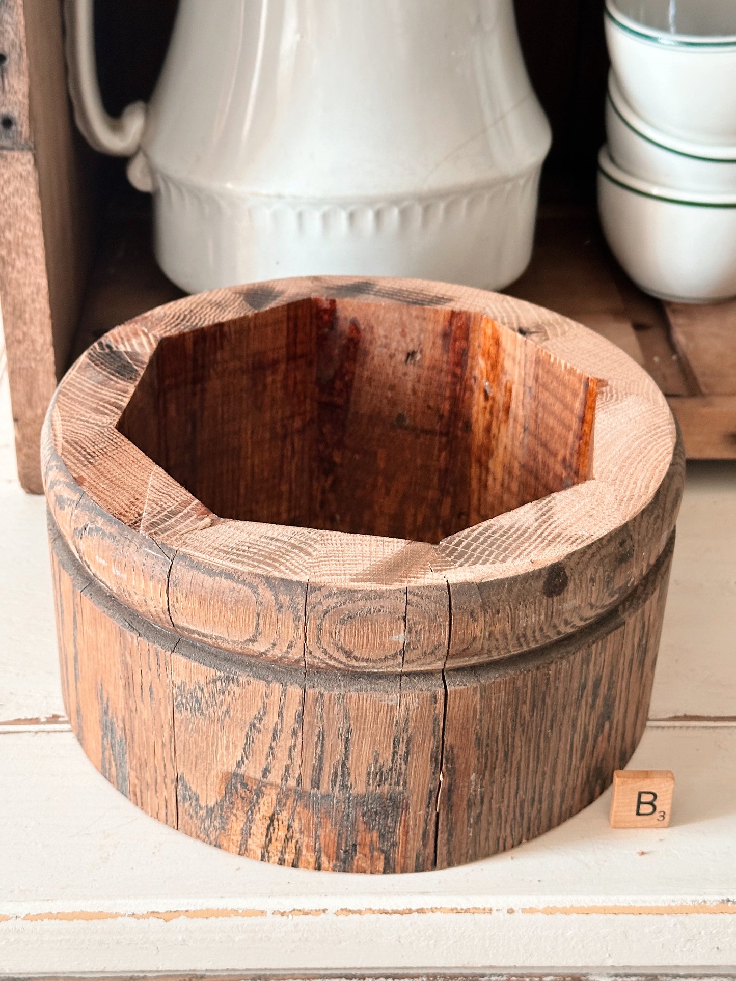 Salvaged Wood Riser, Plant Collar