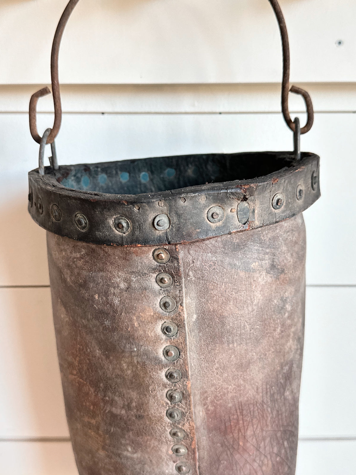 Early Antique Leather Water Pail