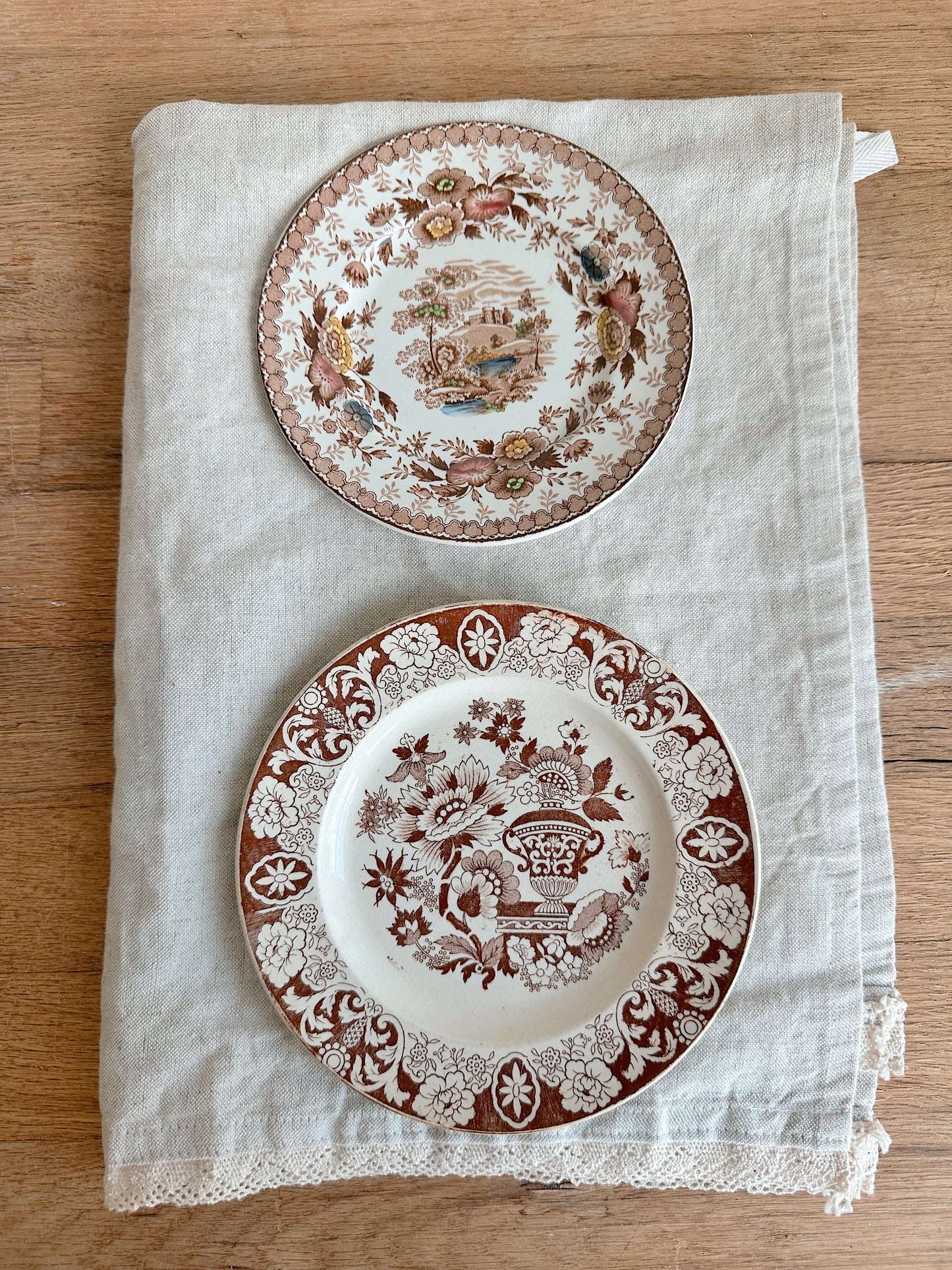 Pair of Vintage English Transferware Dessert Plates