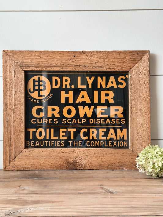 Antique Dr. Lynas Hair Grower Advertising Sign