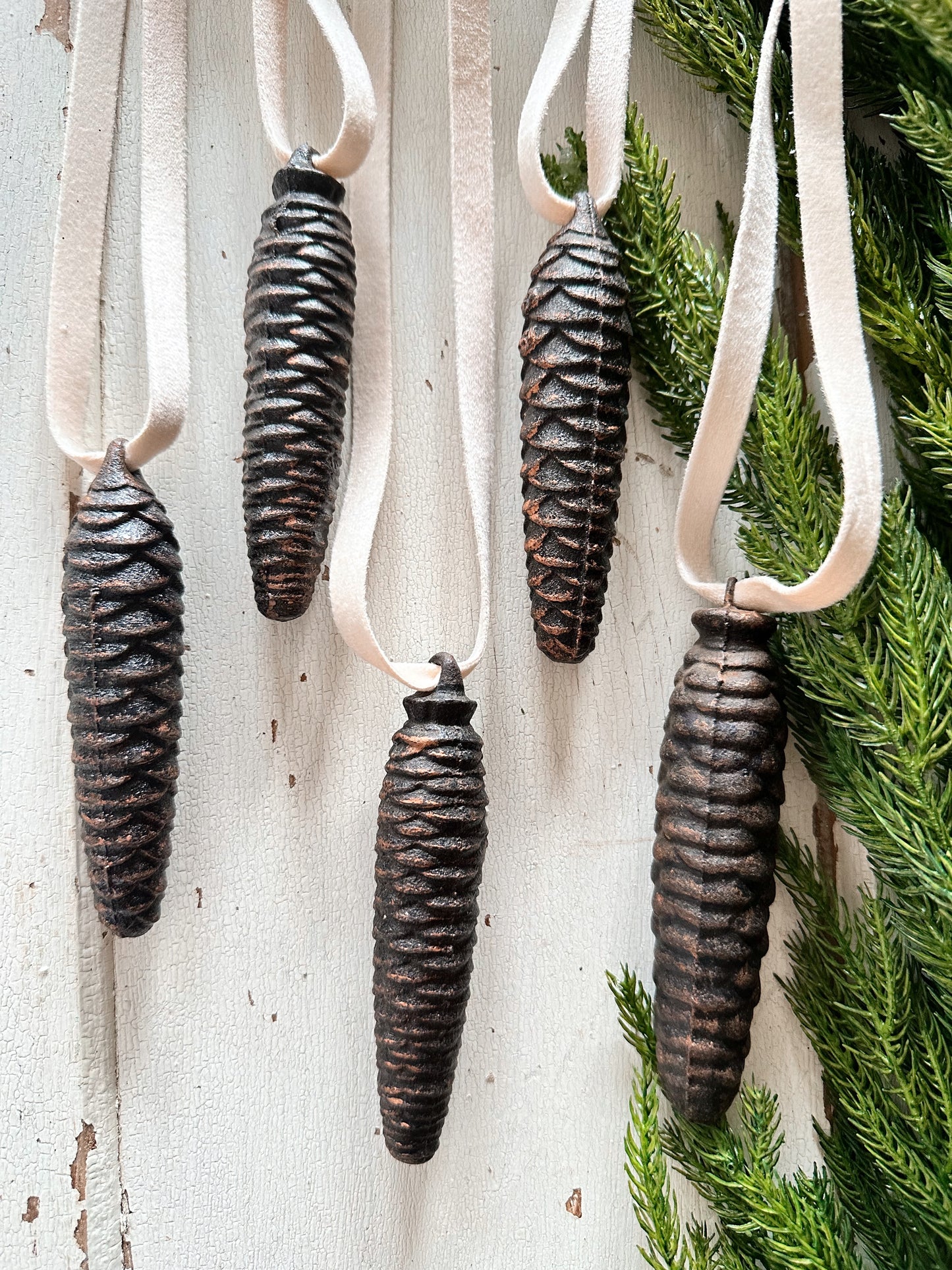 Vintage Pinecone Clock Weight Ornaments (set of 5)