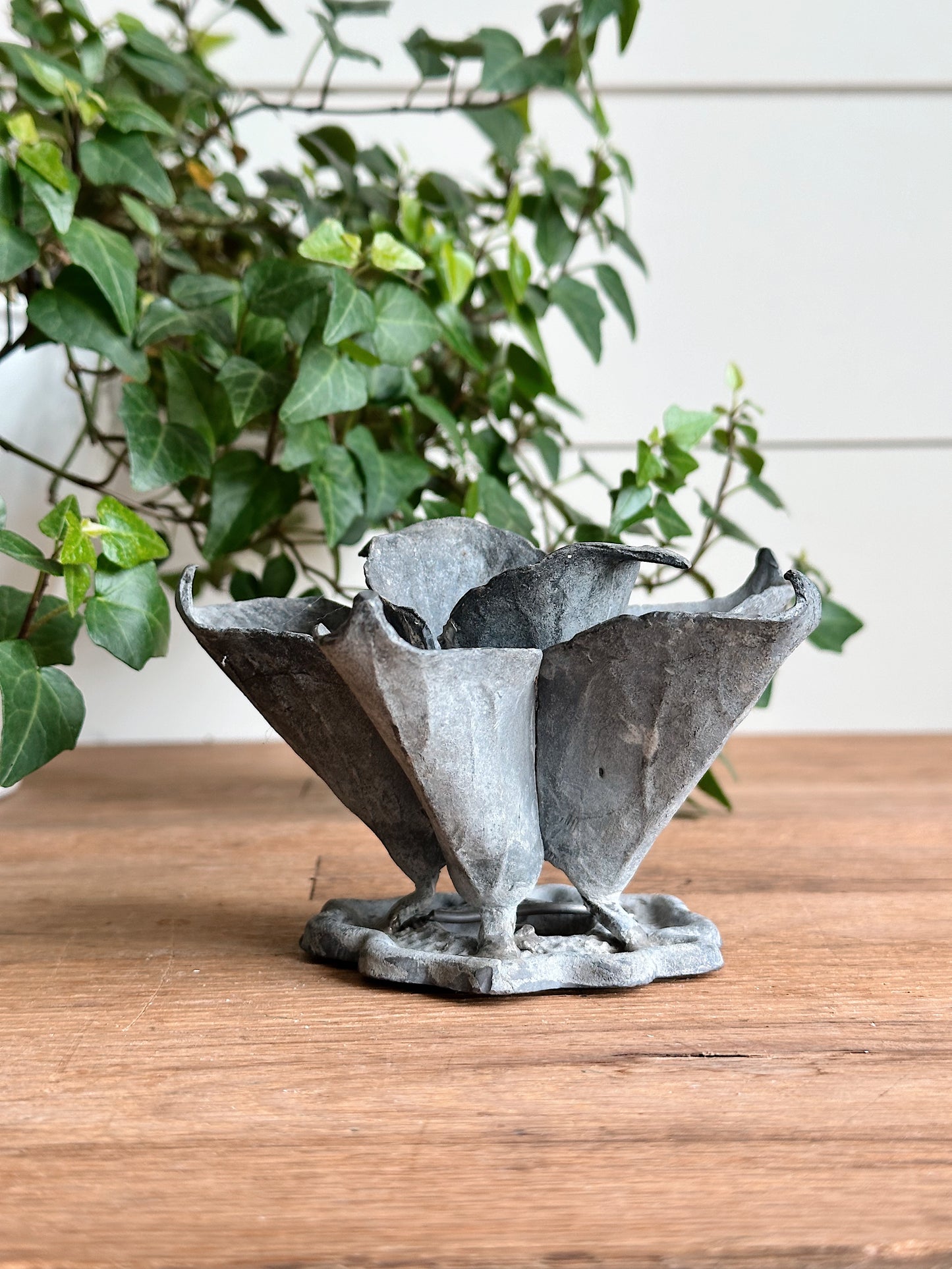 Rare Antique Lead Flower Shaped Flower Frog