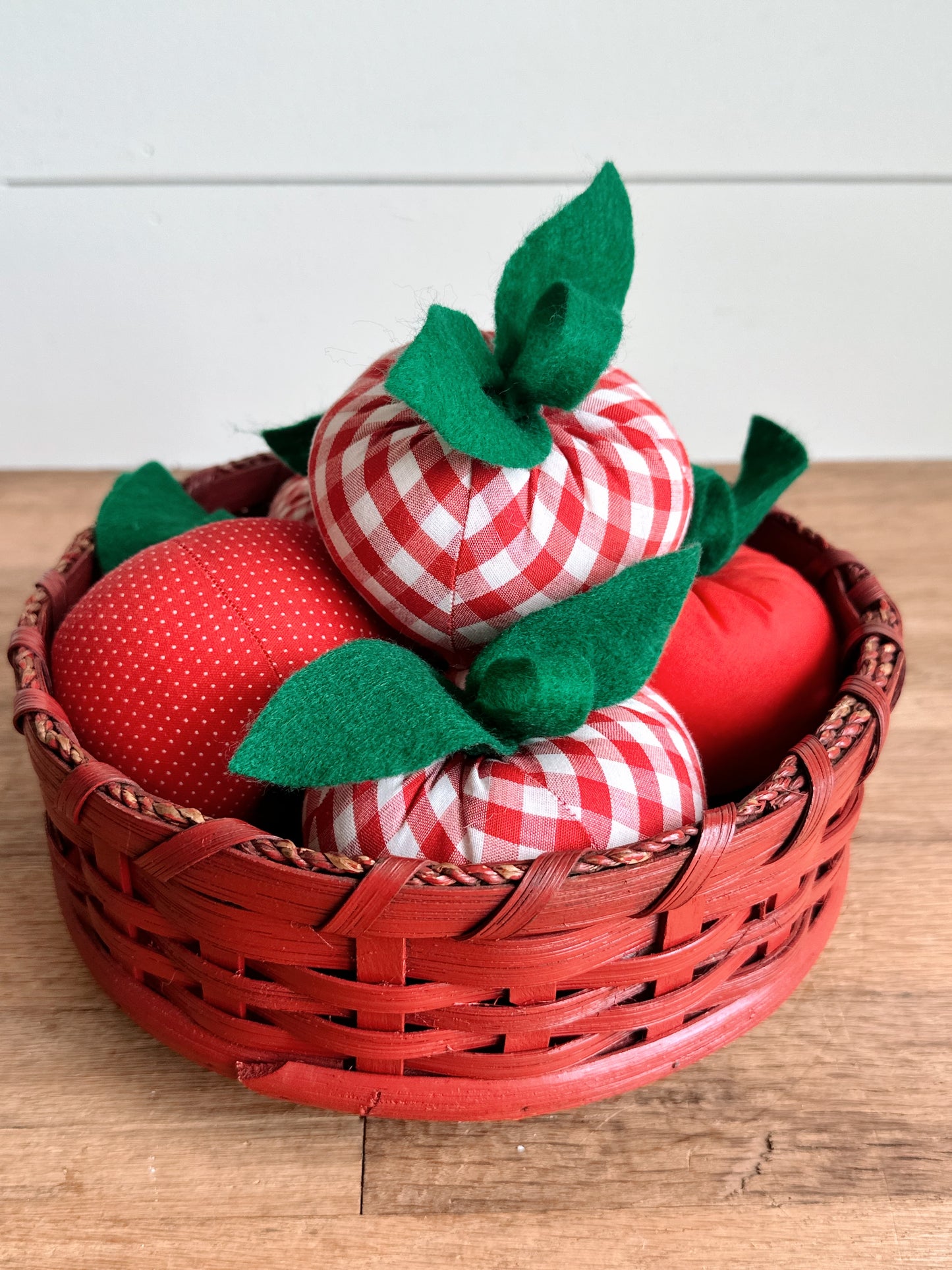 Vintage Lazy Susan Basket & Handmade Apples