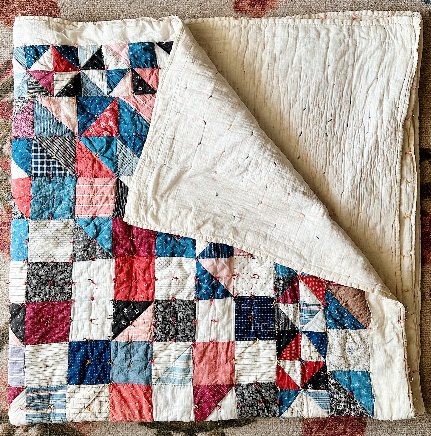 Vintage Handtied Patchwork Quilt