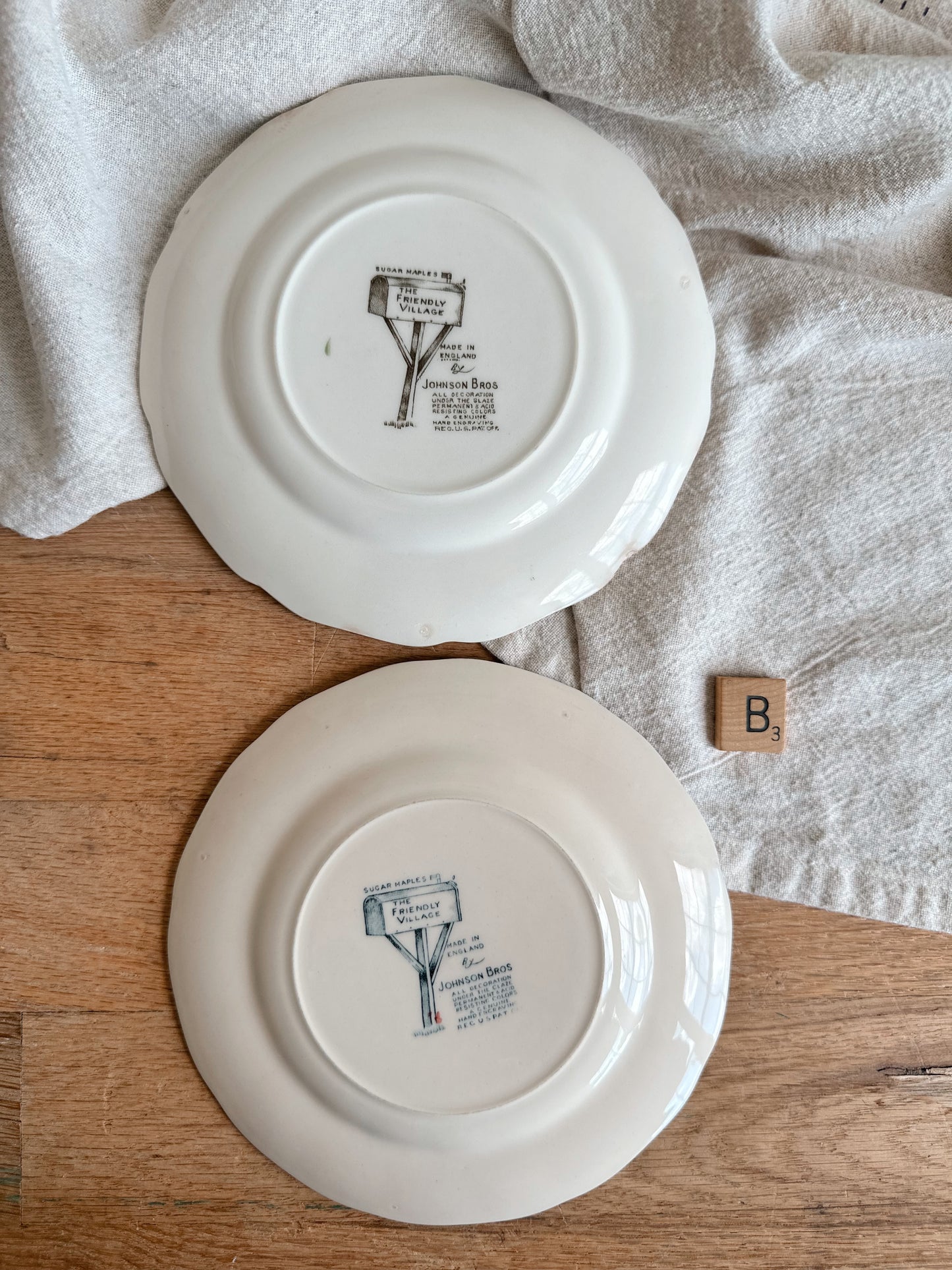 Pair of Johnson Brothers Transferware Dessert Plates