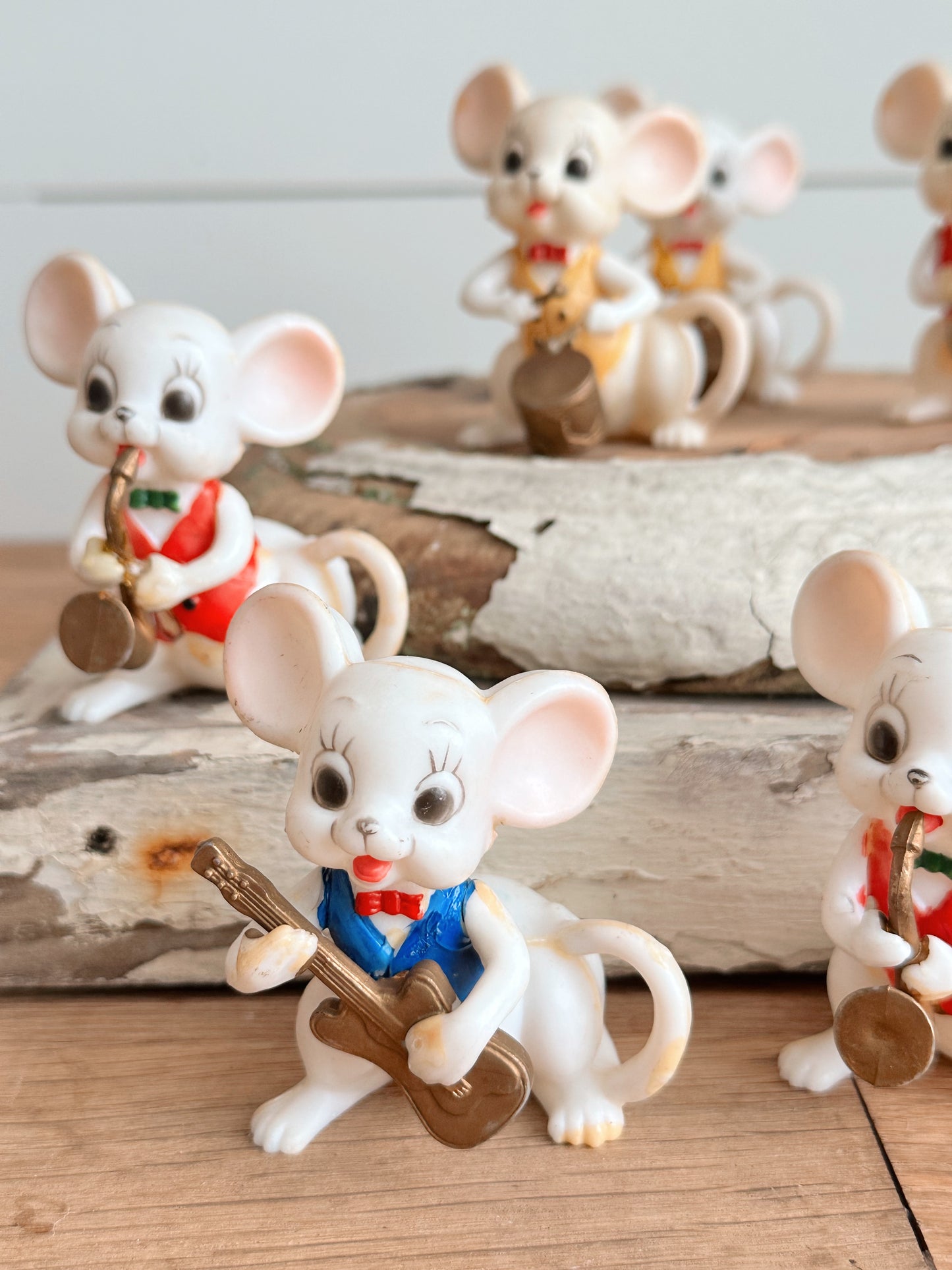 Set of Eight Vintage Mouse Blow Mold String Light Covers