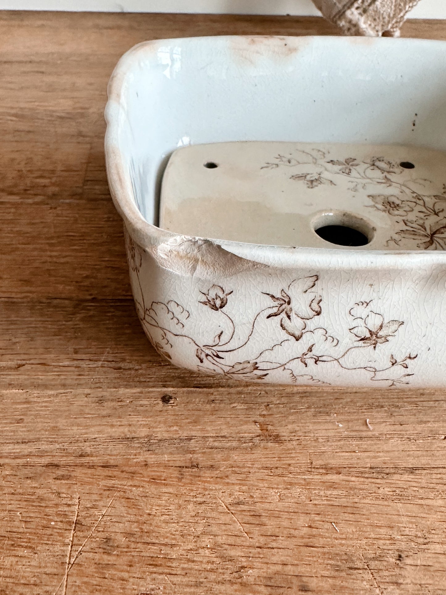 Antique WH Pearl & Co Covered Soap Dish with Drain Plate