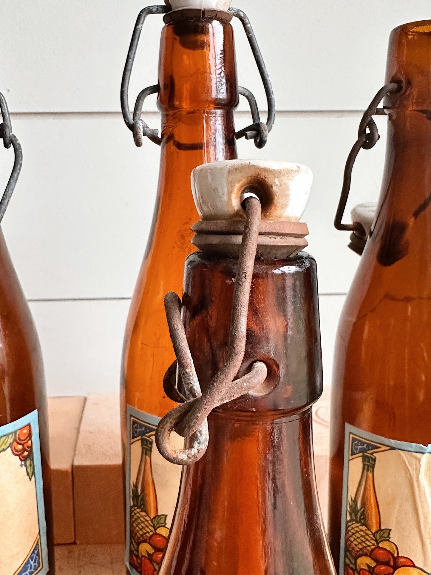 Vintage Amber Bottles (set of 3)