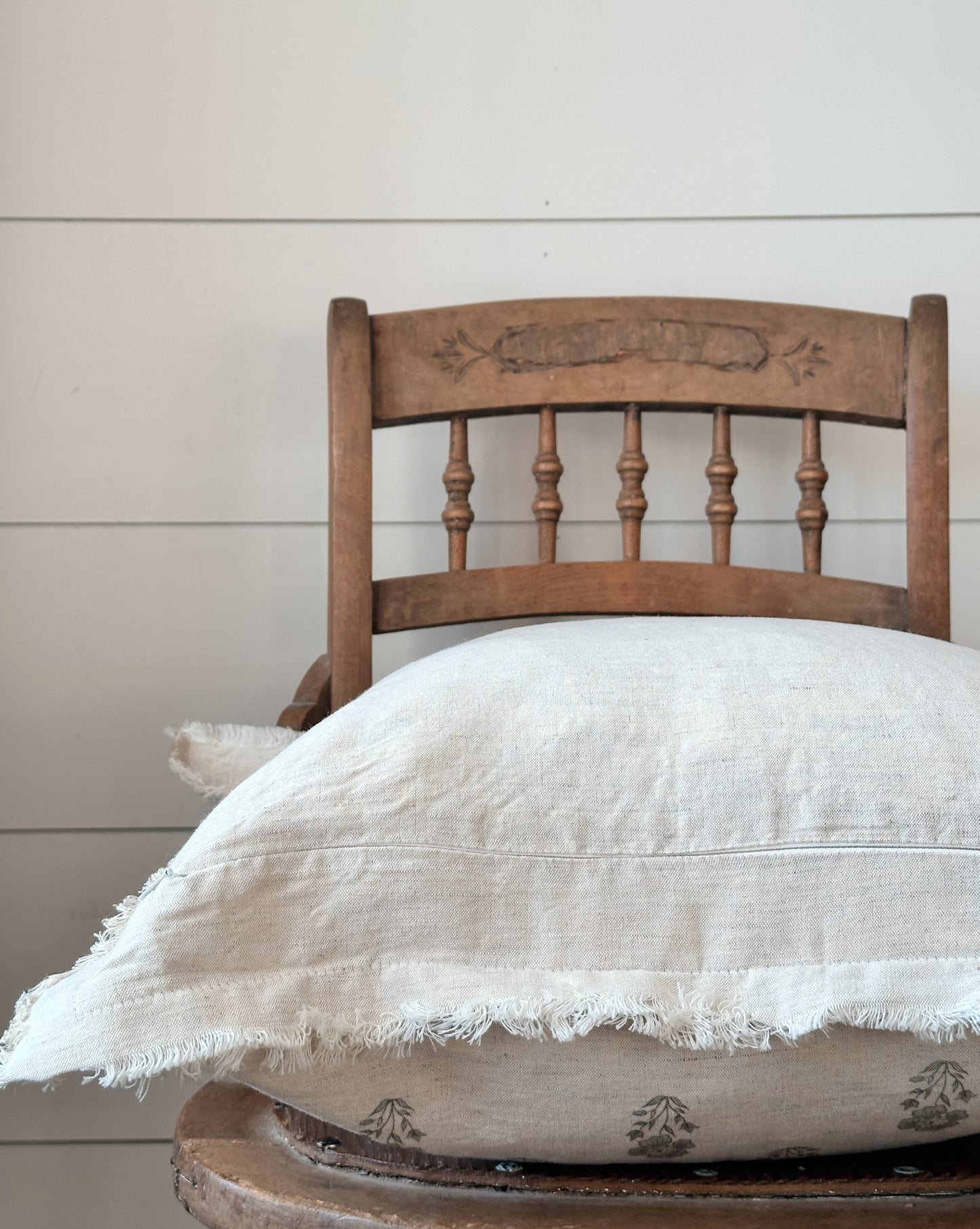 Hand Block Sage Gray Floral Pillow Cover