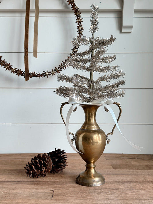 Vintage Brass Vase Tinsel Tree