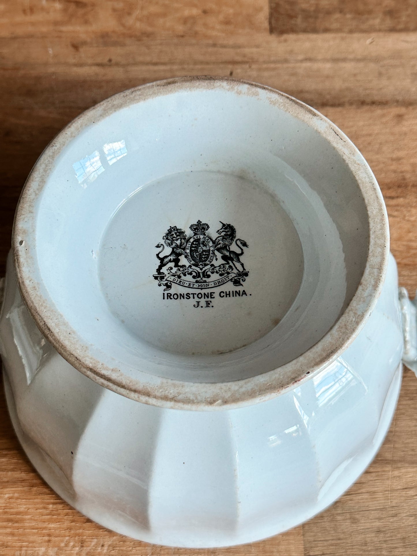 Antique Jacob Furnival Ironstone Punch Bowl & Lid