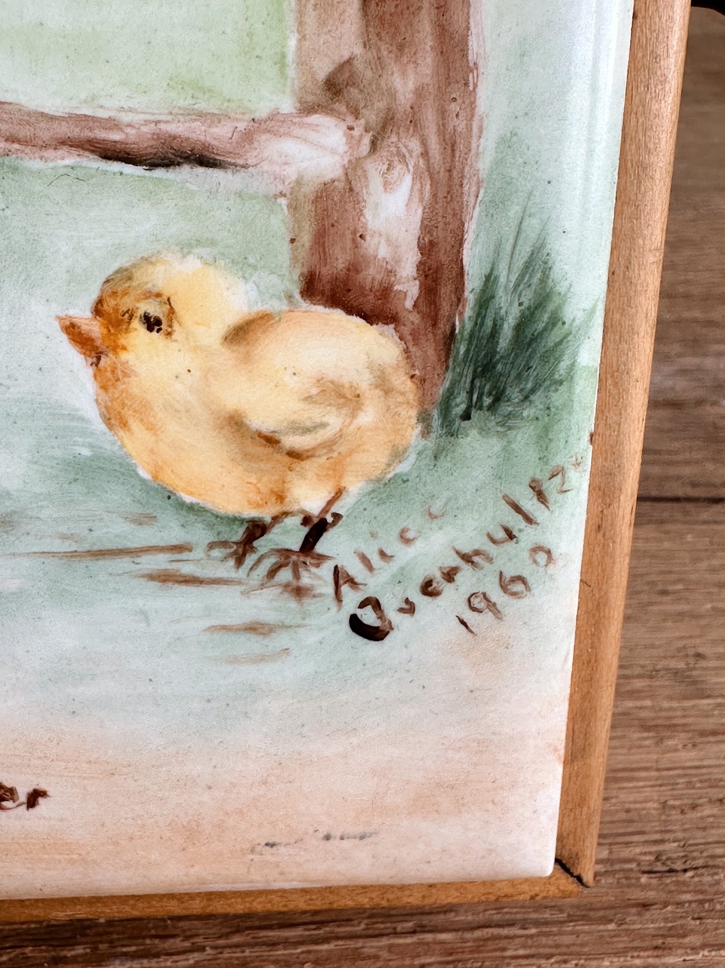 Vintage Hand Painted Tile Wall Hanging