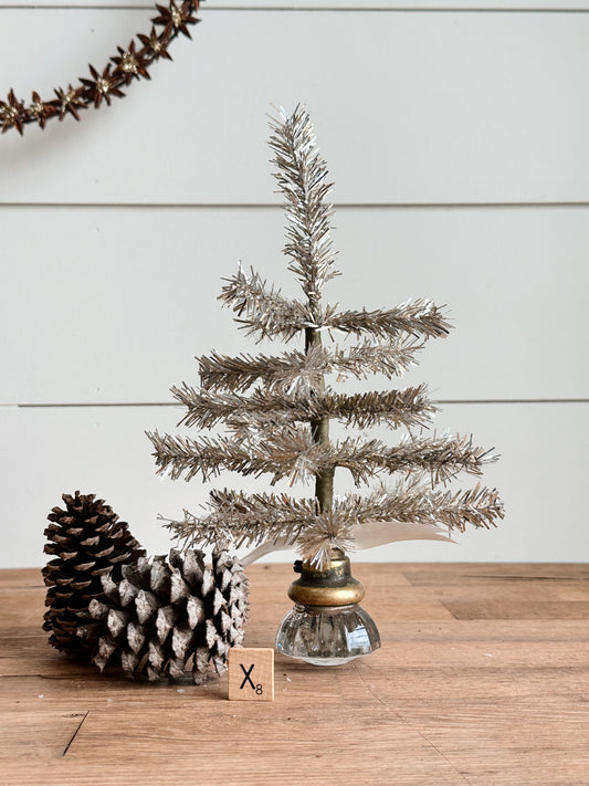 Vintage Glass Knob Tinsel Tree