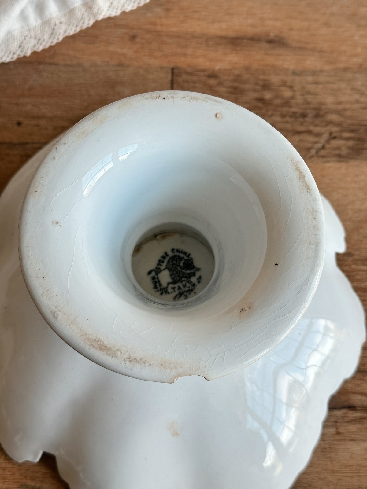 Antique Ironstone Edwards Leaf Tazza (Footed Serving Piece)