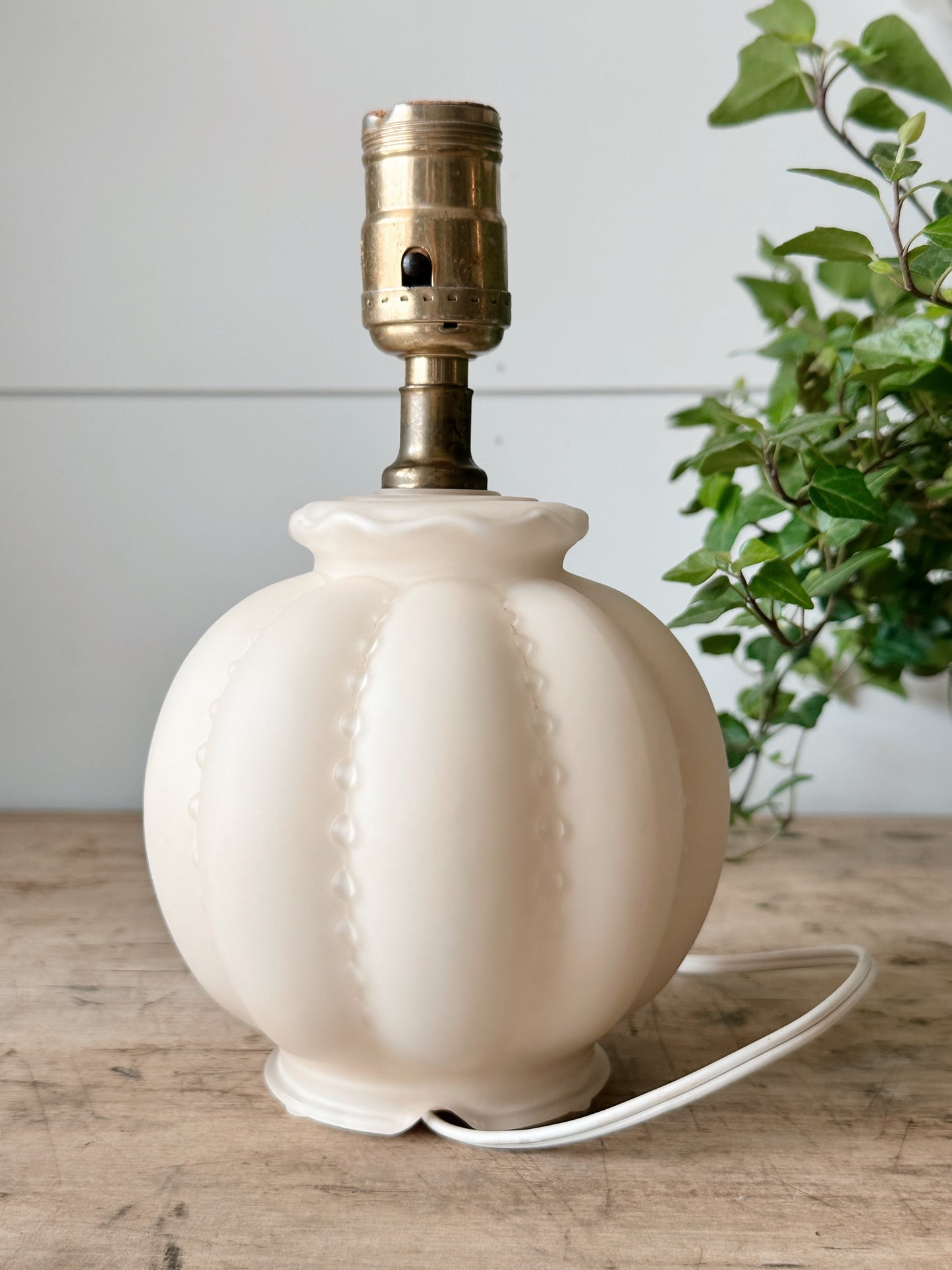 Vintage Glass Lamp with Hand Painted Bow Details