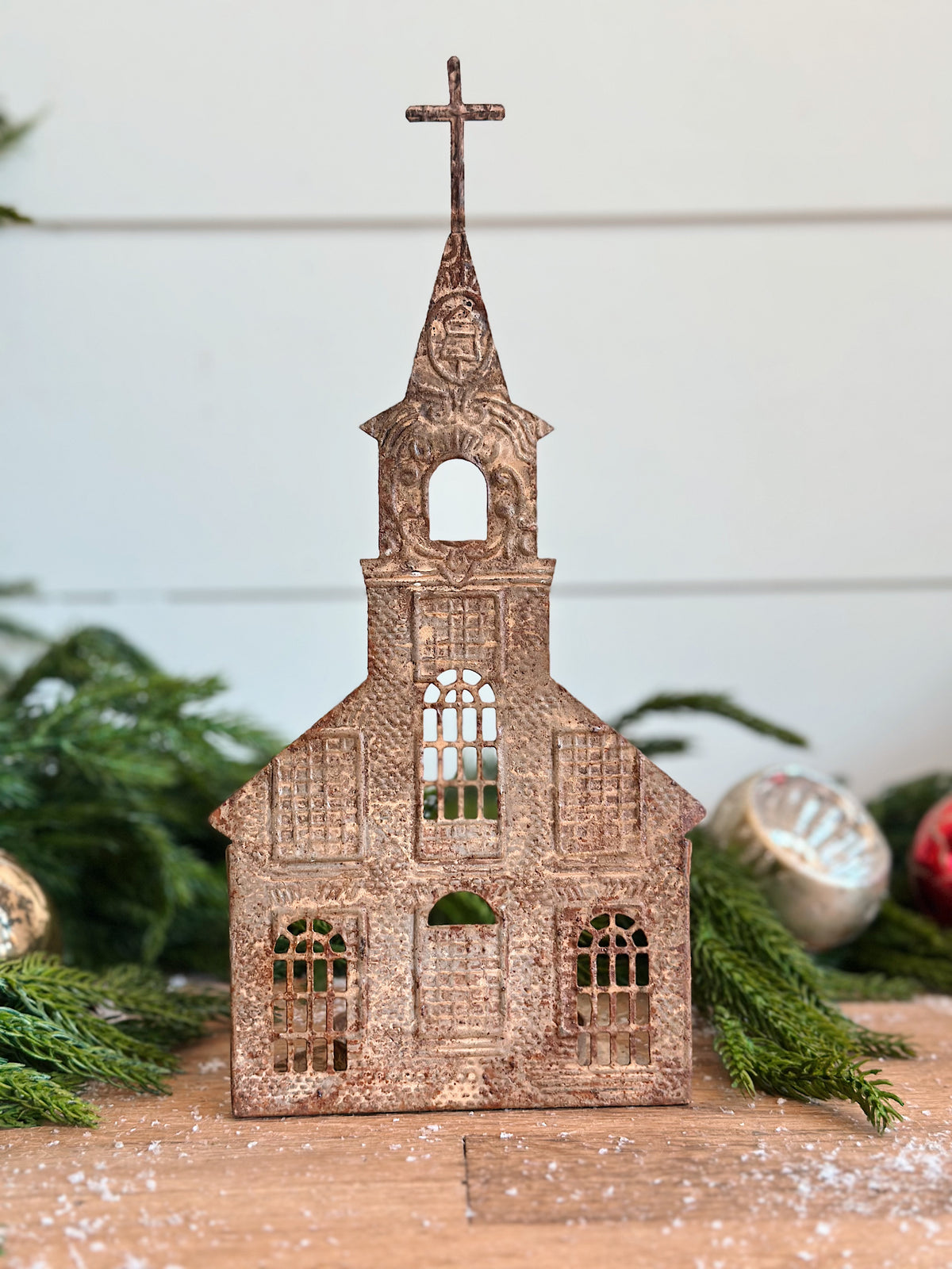 Embossed Tin House Candle Holders