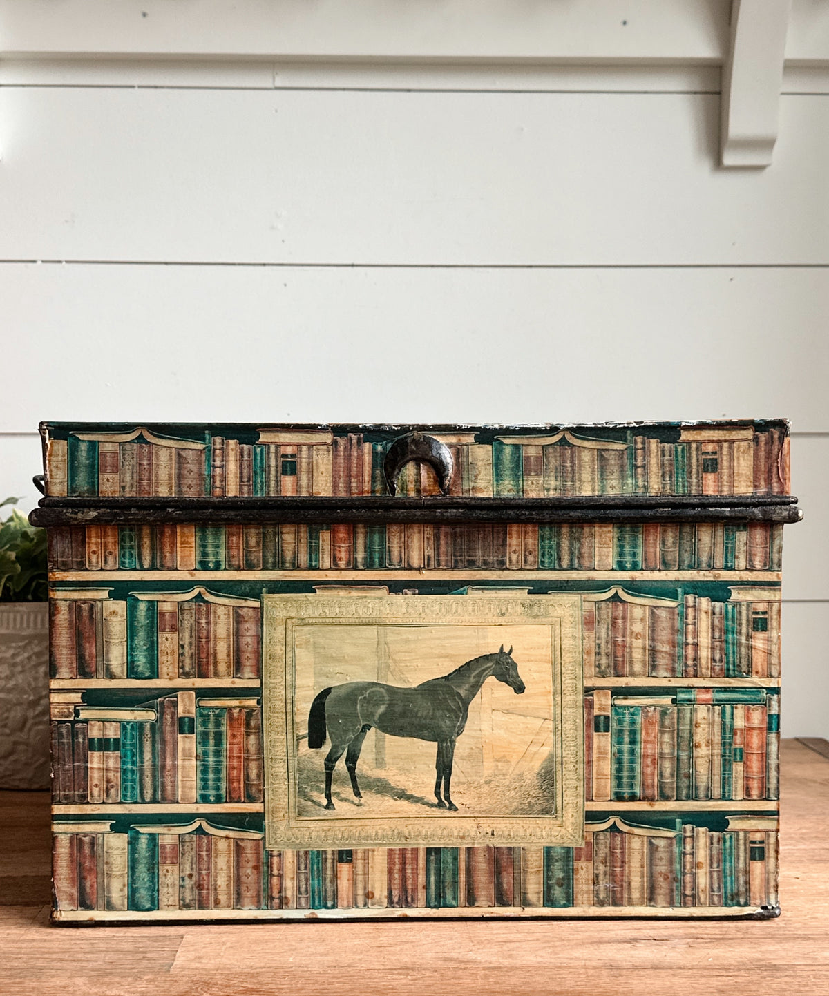 Vintage Equestrian Themed Iron Box