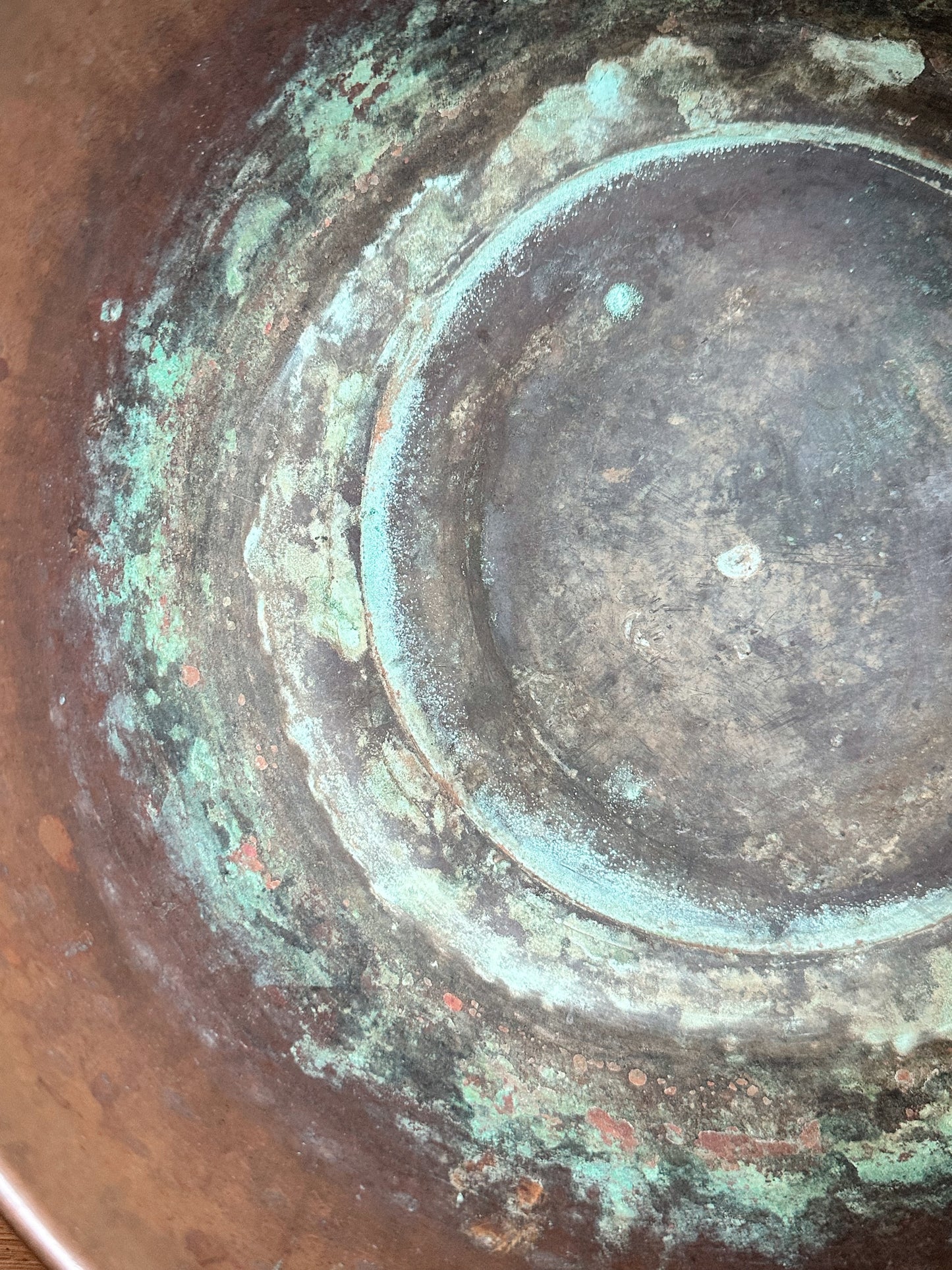 Antique Copper Mixing Bowl with Wrought Iron Handles, c. 1900