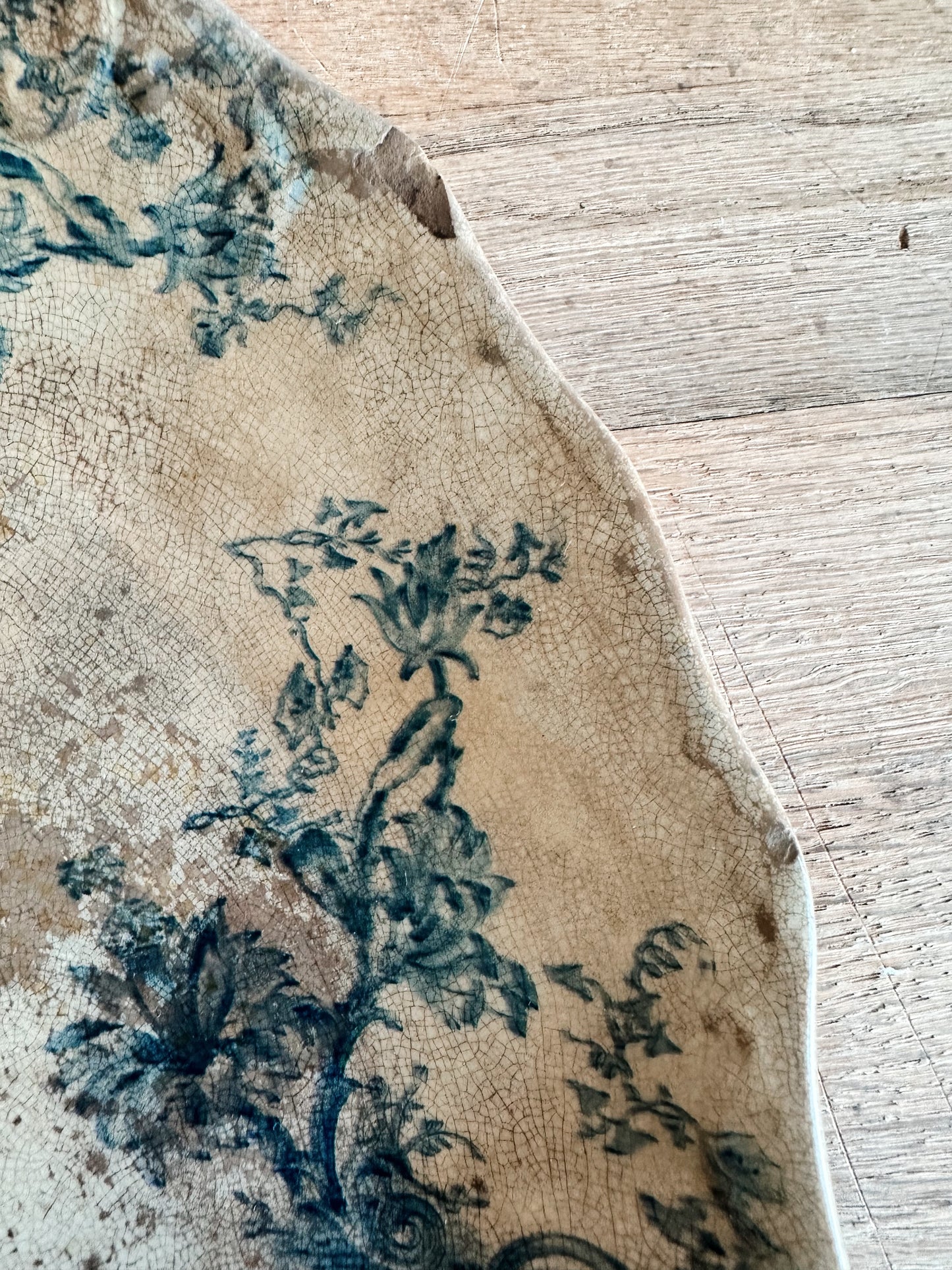 Beautifully Stained Blue & White Transferware Ironstone Platter