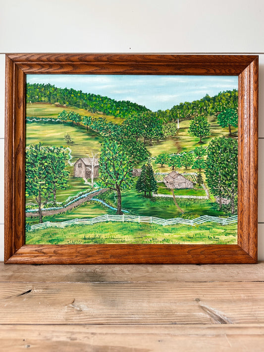 Vintage Framed Home In The Mountains Painting