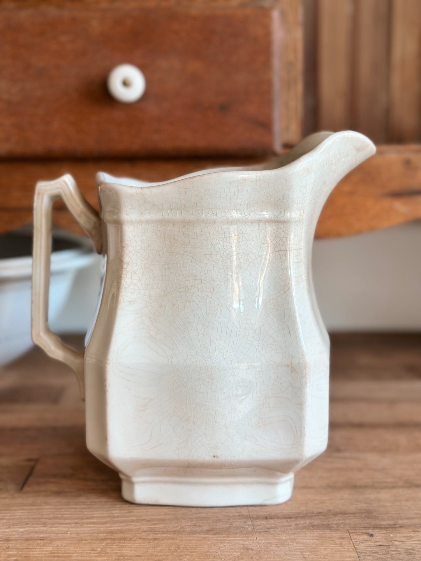 Beautifully Stained J&G Meakin Ironstone Pitcher