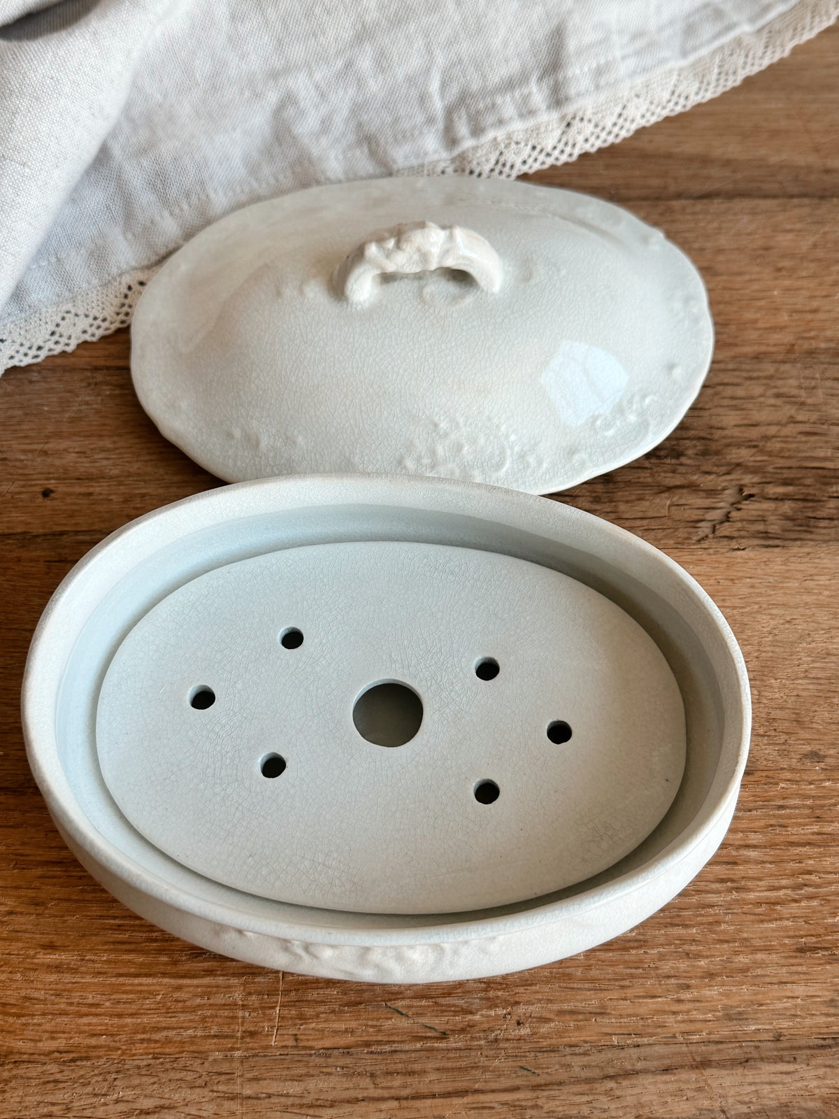 Antique Labelle Ironstone Three Piece Soap Box