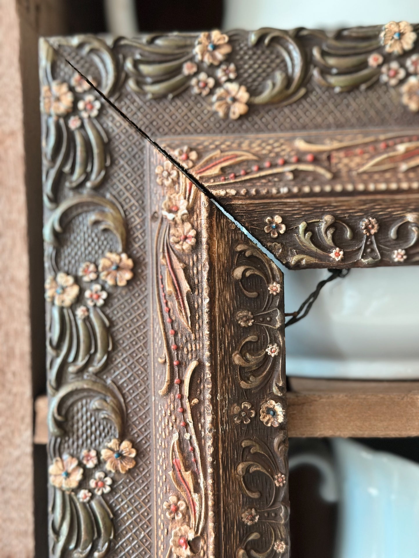 Vintage Floral Wood Frame