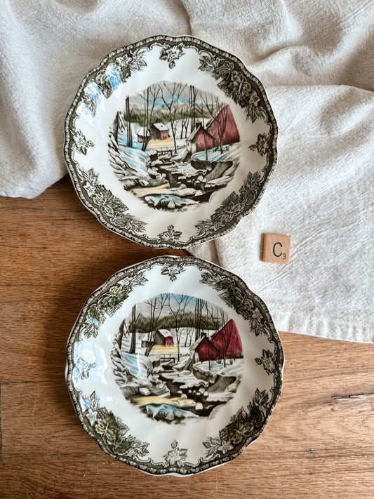 Pair of Johnson Brothers Transferware Saucers