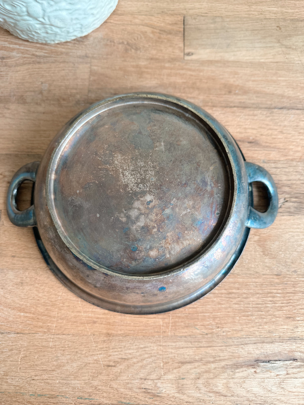 Vintage Reed & Barton Silver Soldered US Navy Two Handled Dish