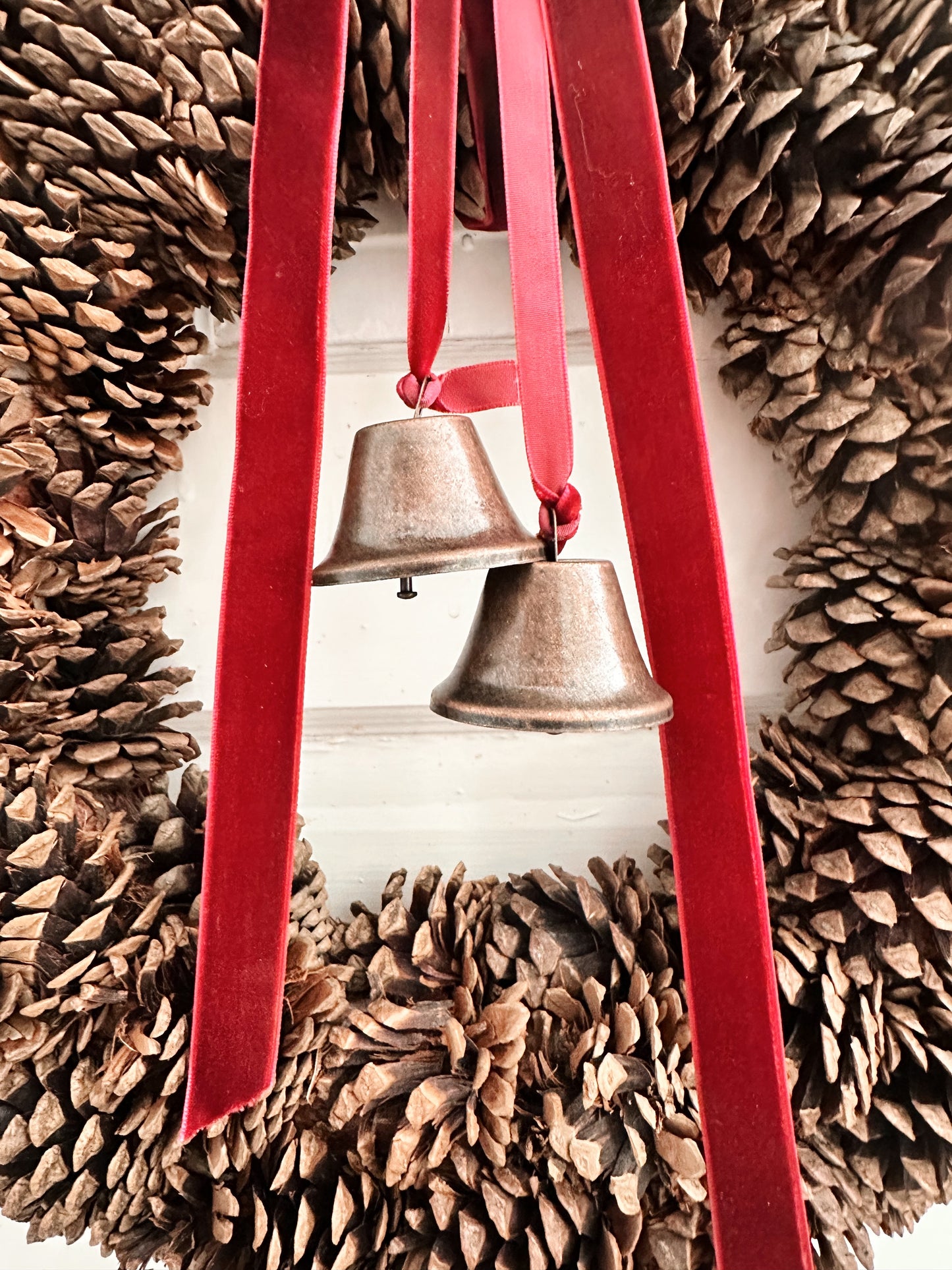 Pinecone Wreath with Bells (large)
