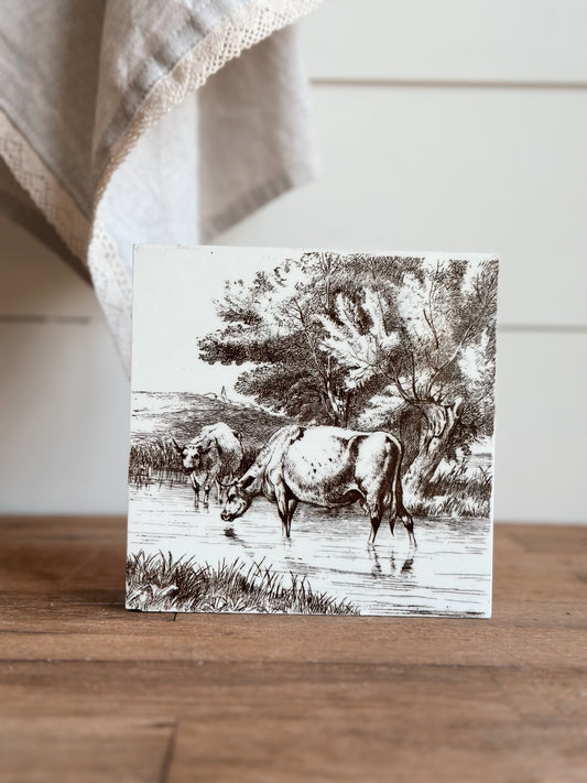 Antique MINTON William Wise Farm Animal Tile