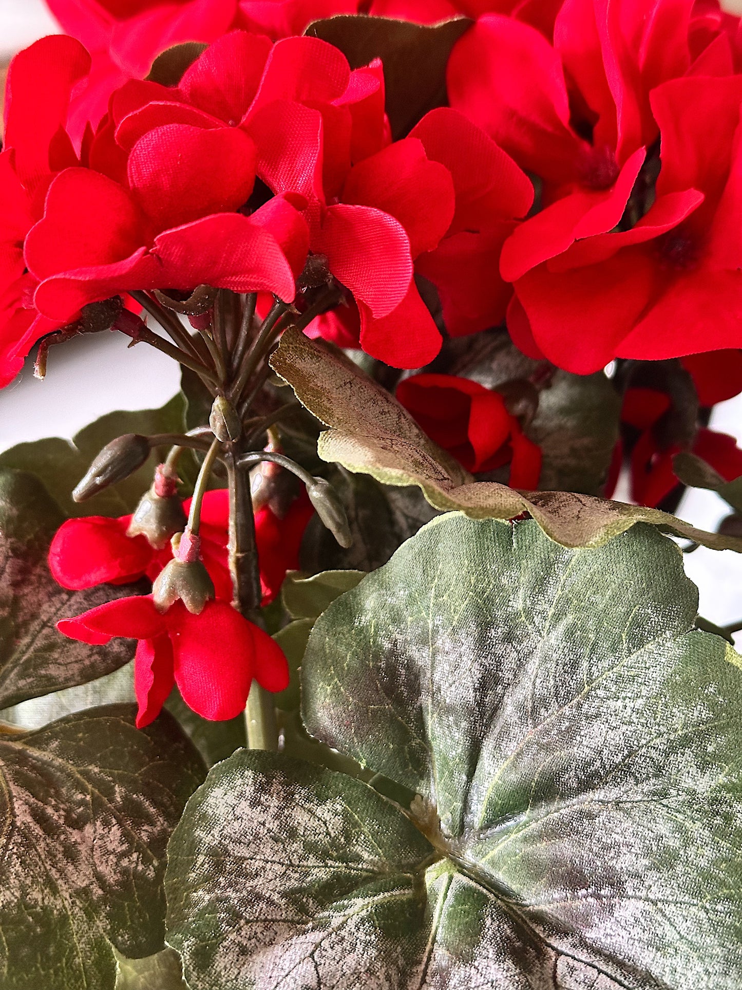 Potted Faux Red Geraniums