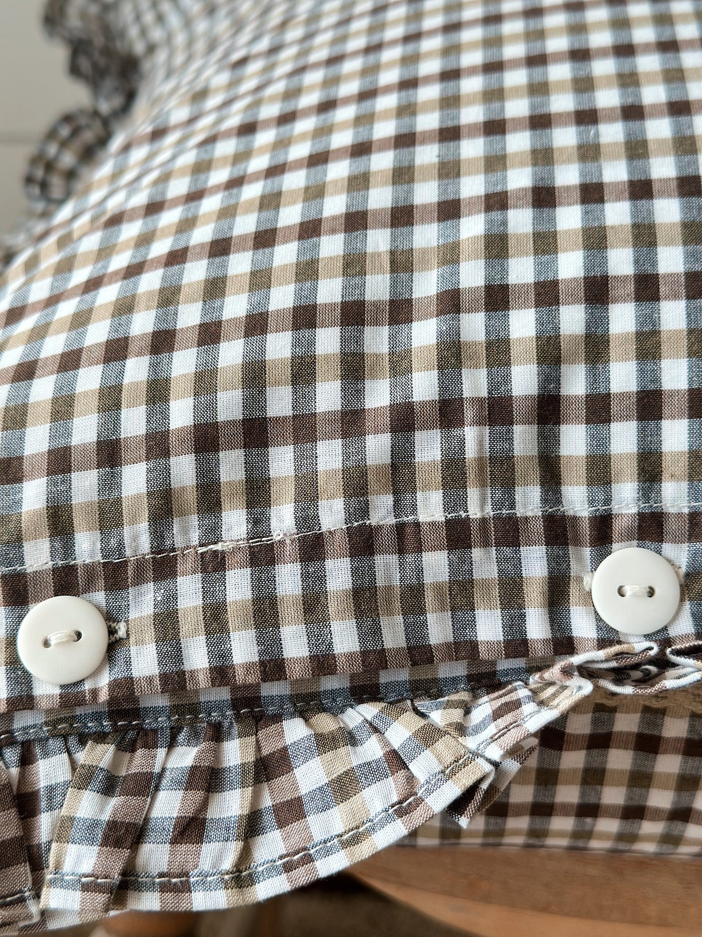 Olive & Brown Gingham Pillow Cover