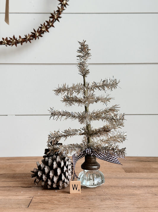 Vintage Glass Knob Tinsel Tree