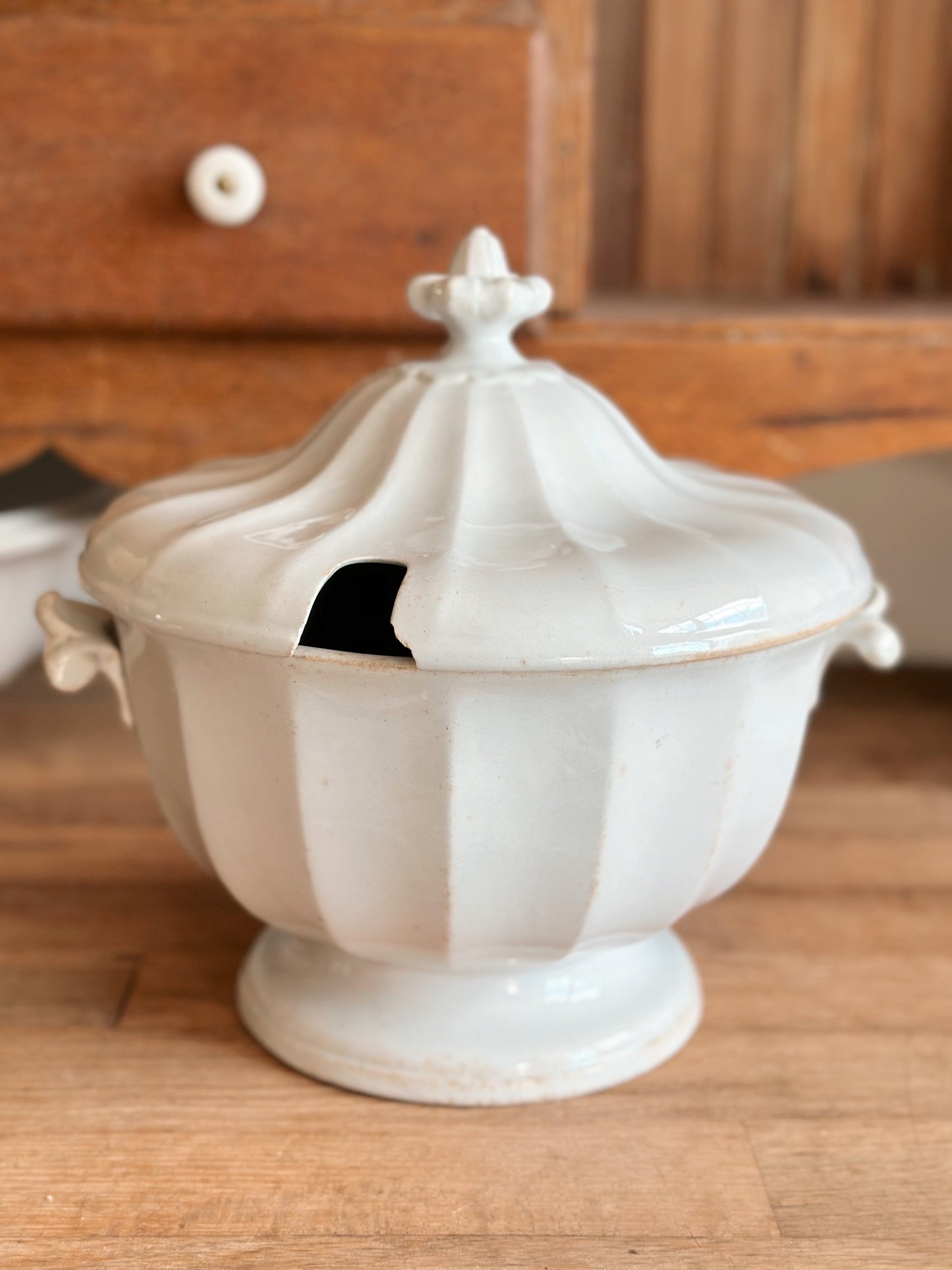 Antique Jacob Furnival Ironstone Punch Bowl & Lid