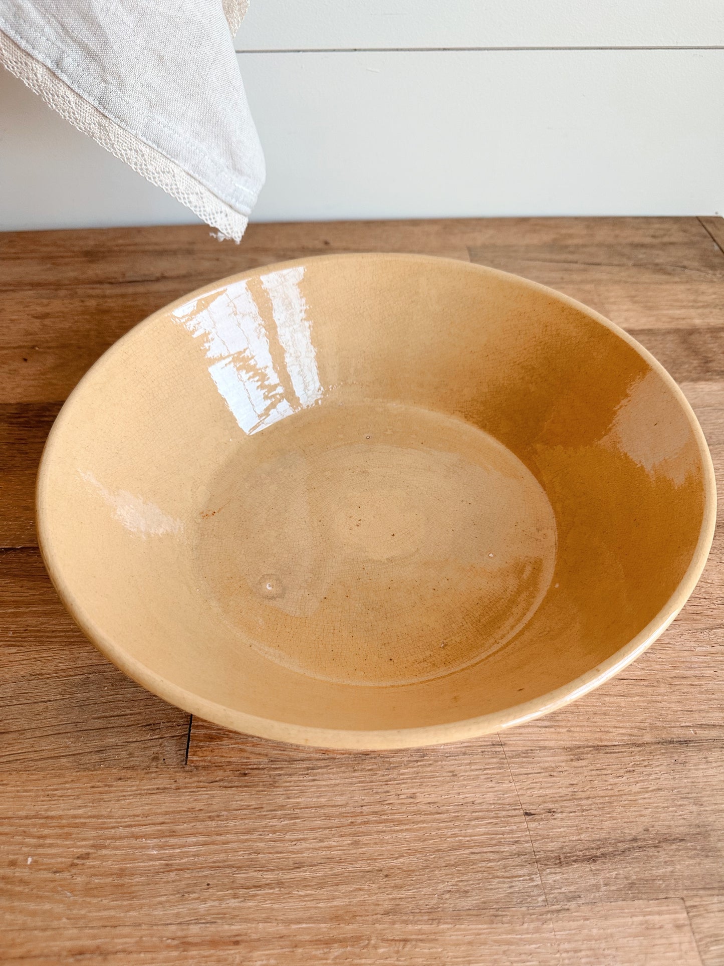 Vintage Yellow Ware Milk Pan