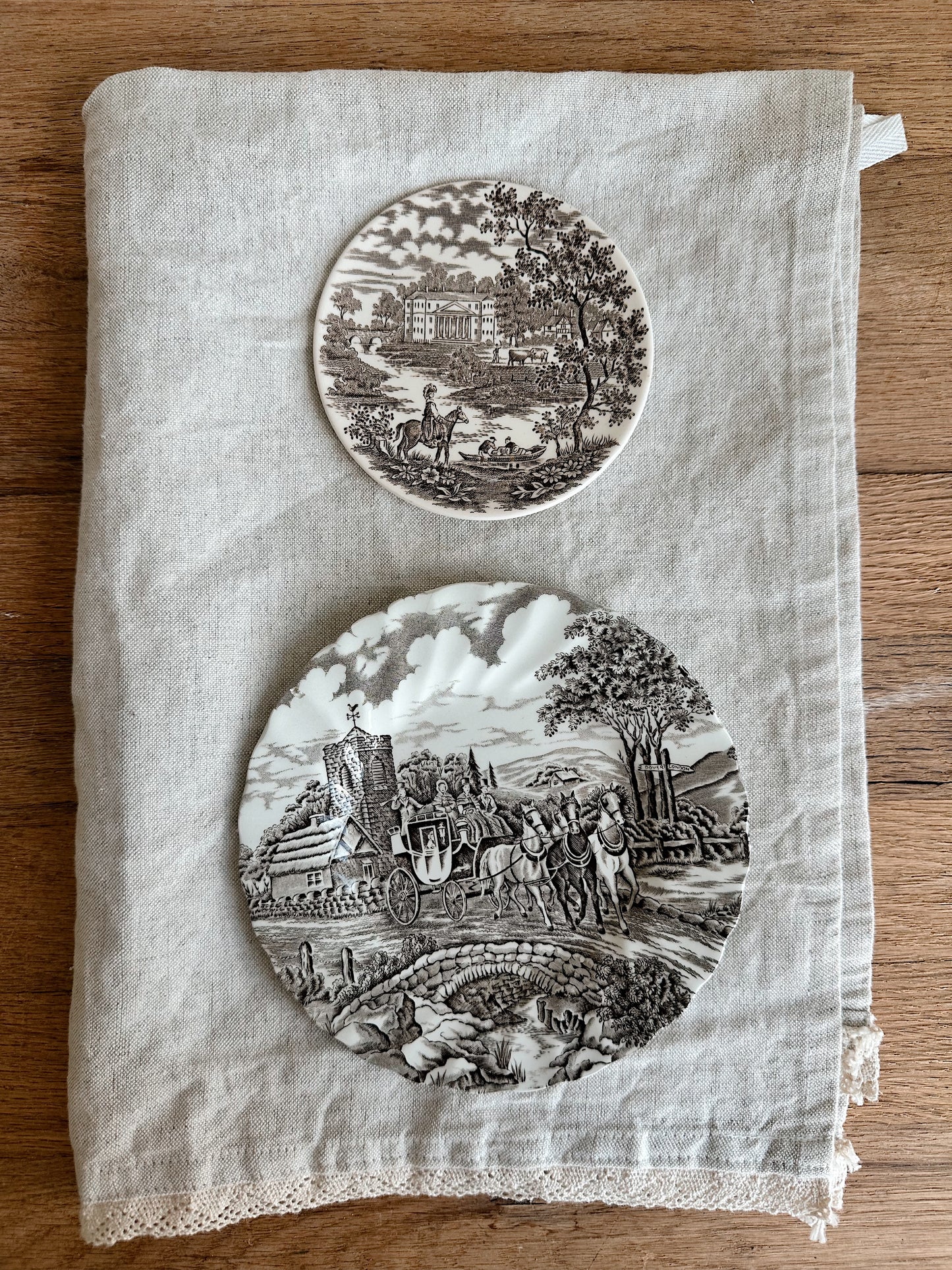 Pair of Vintage Transferware Dessert Plates