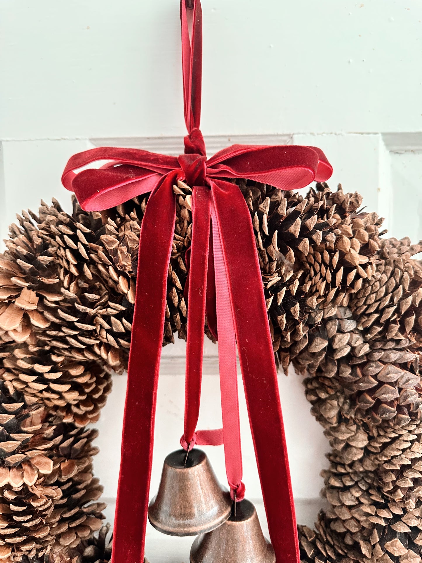 Pinecone Wreath with Bells (large)